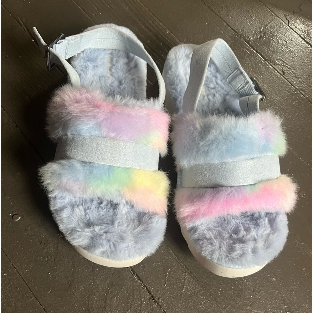 Kookaburra by Ugg Fuzed Out  adjustable blue/pink/yellow slide size 10 - Picture 9 of 9